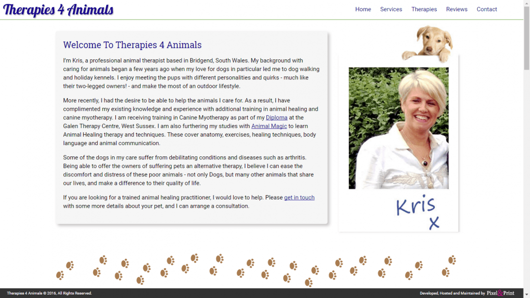 Therapies 4 Animals Website