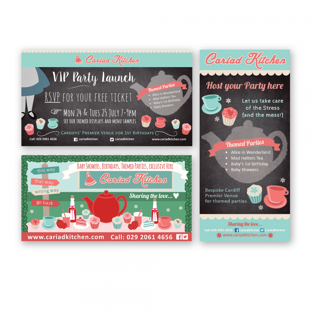 Banner, menu adverts, social media – Cariad Kitchen